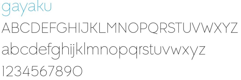 Letters of the alphabet in Gayaku font