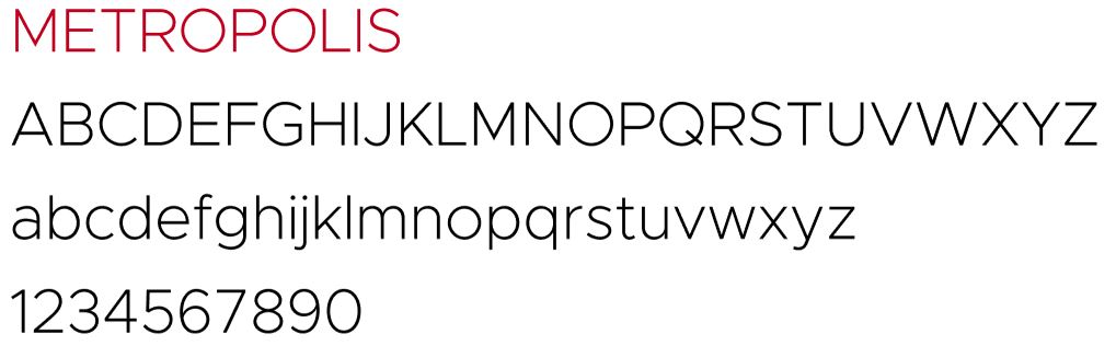 Letters of the alphabet in Metropolis font