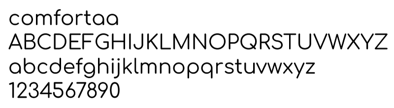 Each letter of the alphabet displayed in Comfortaa font