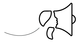 arrow pointed towards HerMeNow test logo made of a woman and megaphone