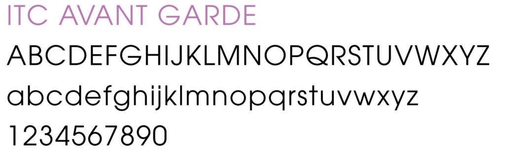 Letters of the alphabet using the ITC Avant Garde font