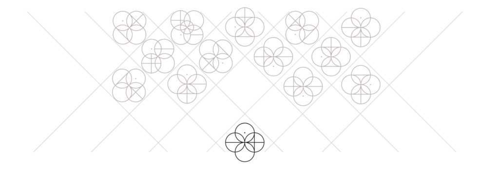 One Belvedere icon design exploration with options laid out in a grid