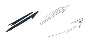 hand drawn arrows pointing to the top right