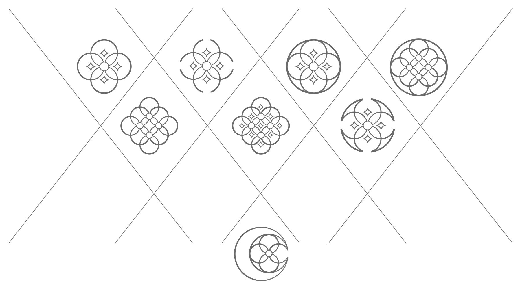 exploratory options of Carfini logo placed on a grid ending with the final logo